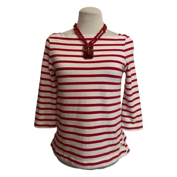 Kate Spade Broome Street Red & White Striped Ruffle Top Size XS - Picture 2 of 9